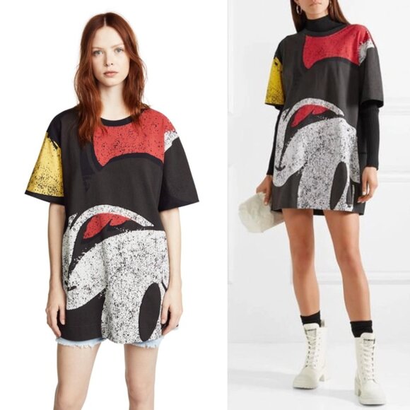 Marc Jacobs Mickey T-Shirt Black Crewneck Short Sleeves Allover Print Sz Small - Picture 1 of 8